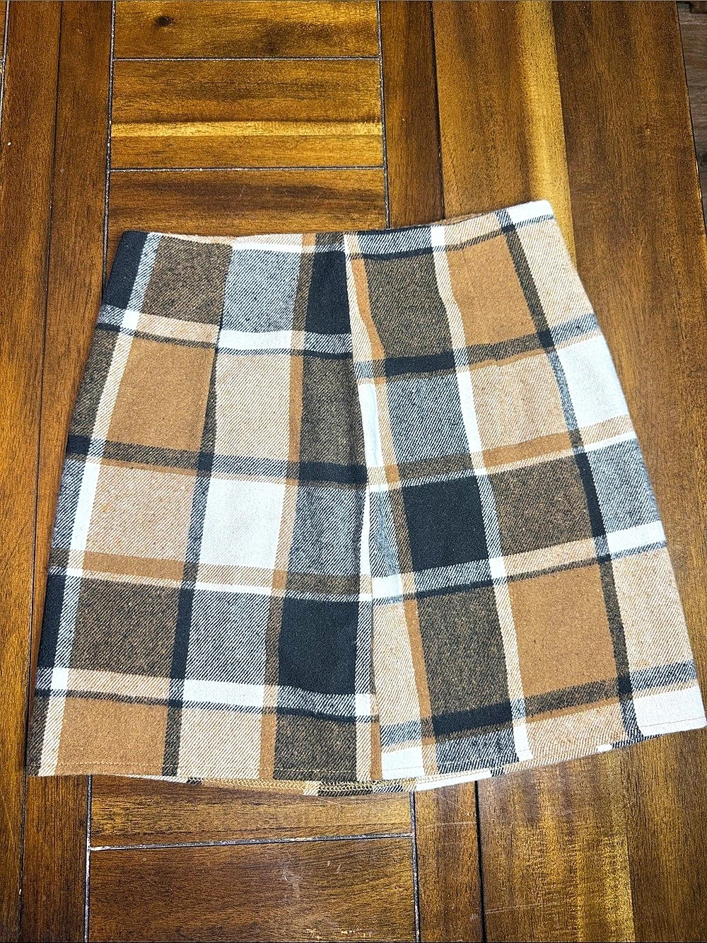 Plaid A-Line Skirt Brown & White medium